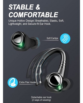 Wireless Earbud, Bluetooth Headphones 5.1 Sport Unique Earhooks, Wireless Earphones in Ear Noise Cancelling Mic Stereo Bass, 35H Playtime IPX7 Waterproof Headset for Workout Running Gym Android iOS Wireless Earbud, Bluetooth Headphones 5.1 Sport Unique Earhooks, Wireless Earphones in Ear Noise Cancelling Mic Stereo Bass, 35H Playtime IPX7 Waterproof Headset for Workout Running Gym Android iOS